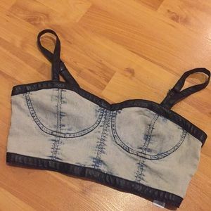 Cute denim crop top for women size M